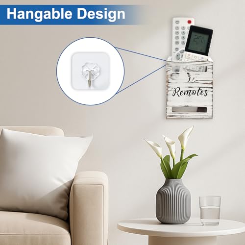 Small Remote Control Holder for Table Bedside Organizer Controller Holder Remote Holders Wall Mount Remotes Organizer for Bed Couch Wooden Control Box Wall Storage Rustic Accessories for TV Stand - color: Rustic White, size: 1 Slot