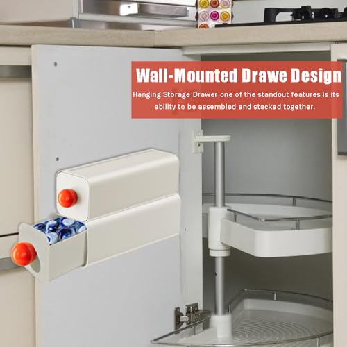 OULIGET Dishwasher Pods Storage Container,Hanging Storage Drawer for Detergent,Wall Kitchen Sink Cabinet Door Holder Storing for Laundry Pods Packaged Food Candy