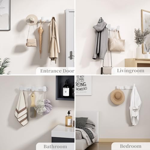 Coat Rack Wall Mount White, 3 Hooks Rack Metal Coat Hanger Wall for Hanging Hat Purse and Robes, Towel Hook for Bathrooms and Entryway (1 Pack) - color: White, size: Round 3 Hooks 1 Pack