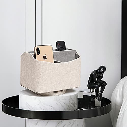 UnionBasic Rotating Desk Organizer, 360 Desk Spinning Caddy, Desktop TV Guide/Mail/Media/Remote Controller Holder Organizer, Beige - color: Beige