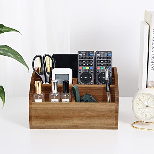 OKSQW Wooden Desk Organizer, Solid Wood Pen Holder for Desktop Organizer, No Need Assembly, Home Office Supplies Workspace Organizers Mail Holder Remote Control Countertop Storage Box - color: Light Brown-M