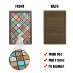 Wooden Valet Tray with Leather Base, EDC Catch All Tray Nightstand Entryway Table Vanity Organizer 11.8x7.9, Boho - color: Boho