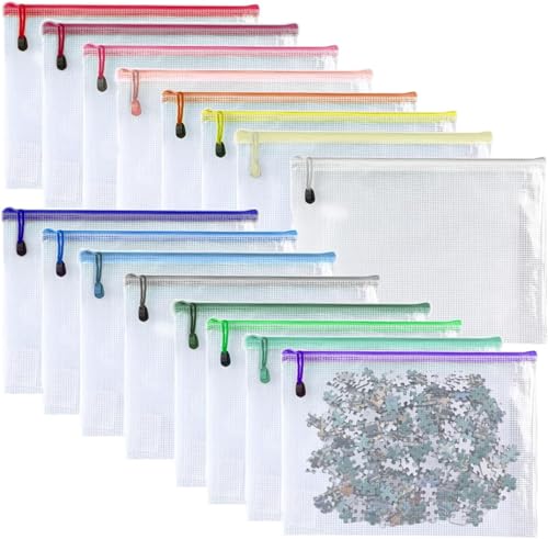Plastic Mesh Zipper Pouch Document Folders Bag Zip File Bags for Office Supplies Storage-15 Pcs (Multicolor, 7"x 11") - color: Multicolor, size: 7"x 11"