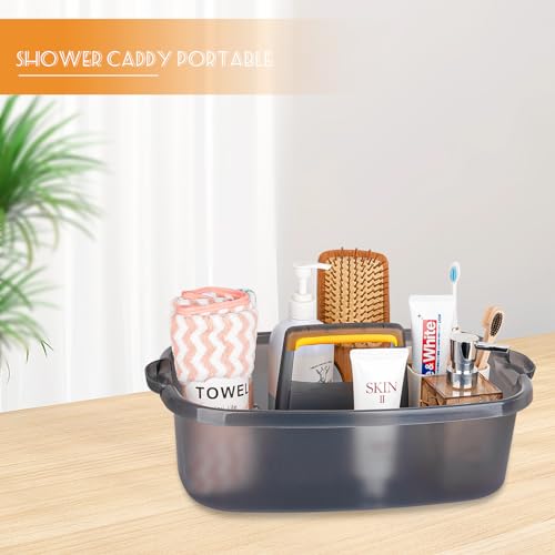 JiatuA Large Cleaning Supplies Caddy Portable Shower Basket Supply Organizer with Handle Plastic Bucket Tool Storage for Bathroom, Bedroom, Kitchen, College Dorm, Garden, Clear Grey 2 Pack - color: Clear Grey, size: Large, 2pcs