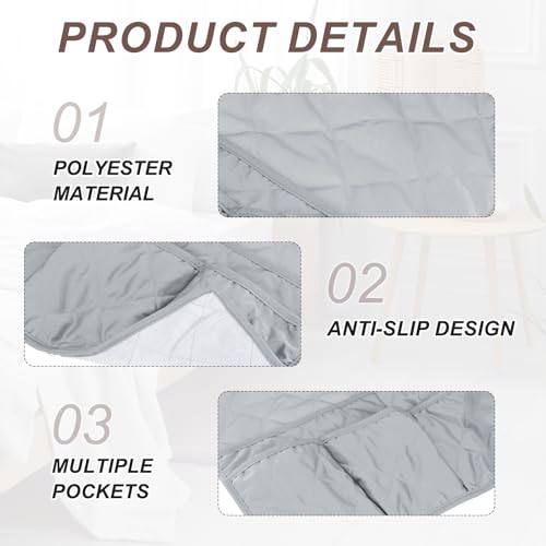 uxcell 2 Pcs Recliner Armchair Caddy, Couch Armrest Organizer with 14 Pockets for Bedside Sofa Remote Control Holder Magazine Phone Book Glasses (Gray, 20" x 7" x 9") - color: Gray