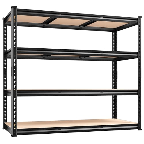 REIBII 48" W Garage Shelving Heavy Duty, 2000LBS Storage Shelves, 4 Tier Adjustable Metal Shelves for Garage Shelving Sturdy Industrial Shelf, Easy Assemble, 48" W x 60" H x 18" D - size: 48" W x 60" H x 18" D