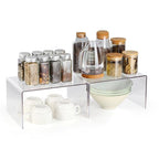 Acrylic Cabinet Organizer, Shelf Organizer, Set of 2 Spice Organization for Cabinet, Spice Rack, Stackable Kitchen Countertop Organizer | Cupboard, Pantry Shelves, and Storage Space Saver - size: 2 PCS