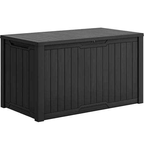 YITAHOME XXL 240 Gallon Large Outdoor Storage Deck Box for Patio Furniture, Outdoor Cushions, Garden Tools and Sports/Pools Equipment, Weather Resistant Resin, Lockable (Black) - color: Black, size: 240 Gallon, style: Deck Box