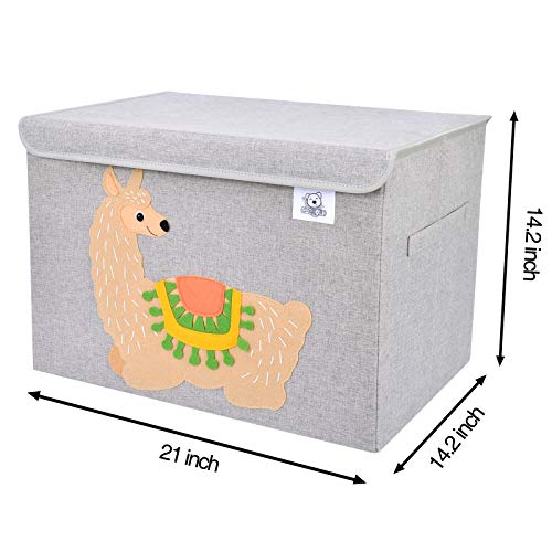 CLCROBD Foldable Large Kids Toy Chest with Flip-Top Lid, Collapsible Fabric Animal Toy Storage Organizer/Bin/Box/Basket/Trunk for Toddler, Children and Baby Nursery (Llama) - color: Llama