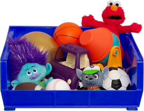 Akro-Mils 30250 AkroBins Plastic Storage Bins, Space-Saving Stackable Bins for Garage, Pantry, Craft Organization, 15" x 16" x 7", Blue, 6-Pack - color: Blue
