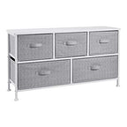 Amazon Basics Extra Wide Fabric 5-Drawer Storage Organizer Unit for Bedroom Closet, White - color: White