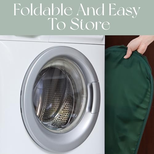 Up Laundry Hamper - Collapsible Mesh up Laundry Basket, 3 Compartments Collapsible Mesh Laundry Baskets Clothes Foldable Tote with Handle for Bathroom, College Dorm, Travel (Green)