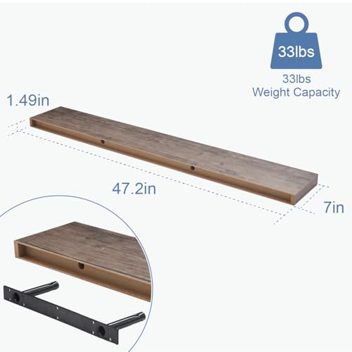 Floating Shelves for Wall, Bathroom Shelves Over Toilet, Wall Shelves & Book Shelf for Room, Hanging Shelf, Modern Wooden Mounted Floating Shelves, 48x7x1.5 in (Smoke Gray, Set of 1) - color: Smoke Gray, size: 48"(set of 1)