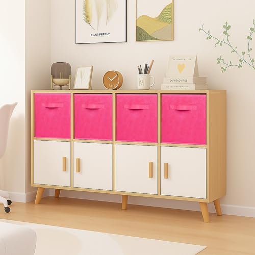 ShellKingdom Storage Bins, Foldable Fabric Storage Cubes with 3D Embossed Rose Pattern, Cloth Organizer Drawer For Closet And Toys, 10.5 X 10.5 X 11 inch, 2 Pack (Fuchsia) - color: Fuchsia