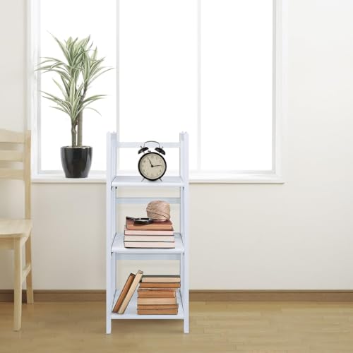 HomeStock 3-Shelf Stackable Folding Office Wood Furniture Bookcase, Contemporary Home and Office Furniture, Sturdy Wooden Shelving Storage White/14 inch - color: White, size: 14 inch