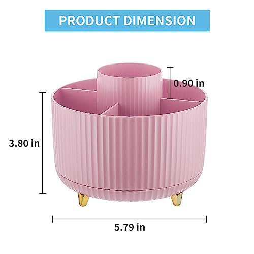 Marbrasse Desk Organizer, 360-Degree Rotating Pen Holder, Desk Organizers and Accessories with 5 Compartments Pencil Organizer, Art Supply Storage Box Caddy for Office, Home(Pink) - color: Pink/Purple Random