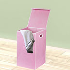 Simple Houseware Foldable Laundry Hamper Basket with Lid, Pink - color: Pink
