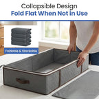 Underbed Storage Bags 4-Pack - Foldable Under Bed Storage Organizer for Clothes, Bedroom Blankets, Comforter, Pillows, Linen Sheets, Towels, Sweaters, Shoe Drawers - Ideal for College Dorms (Grey)