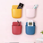 1Pcs Multi-Purpose Adhesive Wall Mounted Storage Box No-Drill Plastic Organizer for Remote Control Phone and Small Items Compact Space Saving Design(Red) - color: Red