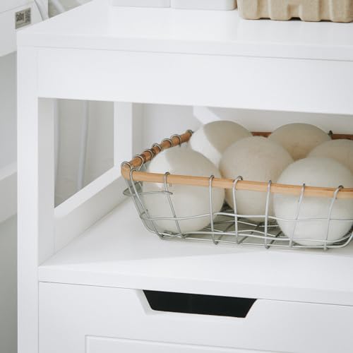 Haotian Small Tilt-Out Laundry Hamper Cabinet, Skinny Bathroom Storage Cabinet for Clothes Organization with Hidden Basket & Shelf, White BZR122-W - color: White, size: with 1 Shelf & 1 Hamper