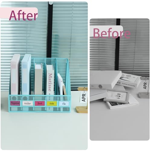 Desk Organizers, Metal Magazine File Holder with 5 Vertical Compartments Rack Binder File Organizer for Office Supplies, Home Workspace - Blue - color: Blue, size: 5 Compartments