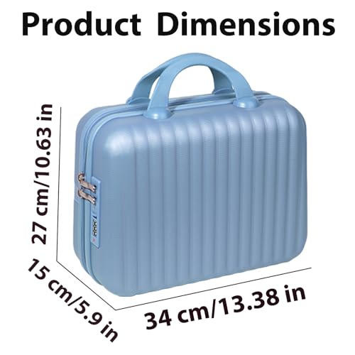 14 Inch Makeup Train Case with Lock Hard Shell Cosmetic Travel Case w Elastic Strap, ABS Portable Toiletry Bag for Toiletries Make up Storage Case Gift for Women Adult - color: Blue, size: 14 Inch