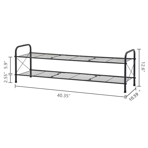 Hoctieon 2 Tier Shoe Rack for Closet, Durable Mesh Style Shoe Rack, Entryway Shoe Shelf, Shoe Storage Organizer for Hallway, Bedroom, Living Room, Wardrobe, Black - color: Black, size: 2 Tier