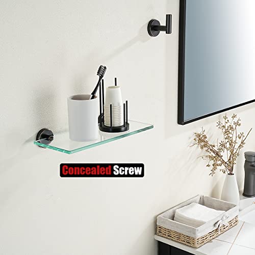 JQK Bathroom Glass Shelf Oil Rubbed Bronze, Tempered Glass Shower Storage 12 by 5 inches, 304 Stainless Steel ORB Wall Mount, TGS101L12-ORB - color: Bronze, size: 12 Inch (1 Pack)