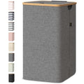 BALEINE Laundry Hamper with Lid, Tall Laundry Baskets with Bamboo Pull Handles, Large Laundry Bin with Internal Support (26 Gal/100L, Grey) - color: Grey, size: 100 liters