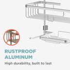 Zenna Home Rustproof Hanging Shower Caddy, Over the Shower Head Caddy with 2 Shelves and Built In Hooks, Aluminum Bathroom Hanging Organizer, Satin Chrome - color: Satin Chrome