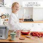 ZICOTO Set of 3 Reusable Ice Cream Containers 1 Quarts ea. - Perfect for Homemade Sorbet, Frozen Yogurt Or Gelato - Stackable Storage Pint Containers, Stickers And Lids Stores Easily In Freezer