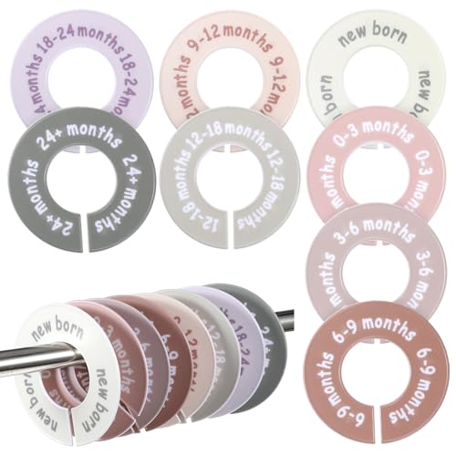 Hecila Baby Closet Dividers Baby Closet Dividers for Cloth 8PCS Unisex Round Double-Sided Clothes Size Divider Child Clothes Organizers Labels Wardrobe Organizer Hanger Divider from Newborn to Toddler