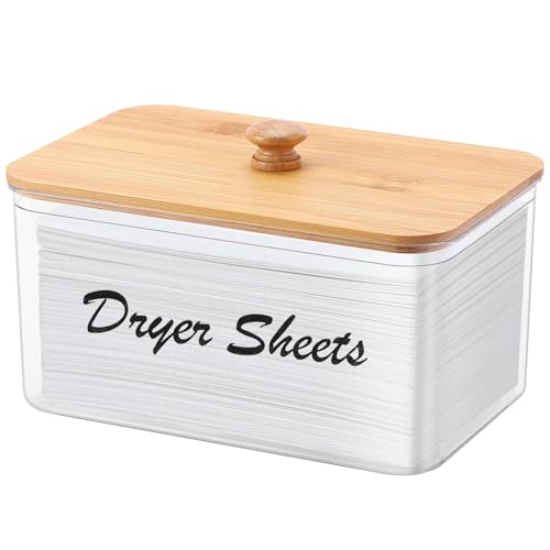 Tbestmax Acrylic Dryer Sheet Holder Container for Laundry Room Dryer Sheet Dispenser with Bamboo Lid