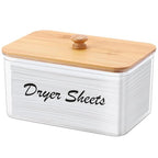 Tbestmax Acrylic Dryer Sheet Holder Container for Laundry Room Dryer Sheet Dispenser with Bamboo Lid