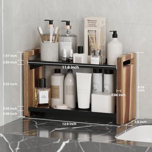 Bathroom Counter Organizer,Bathroom Counter Shelf,Bathroom Organizers,Under Sink Organizer,Cologne Organizer For Men,Cologne Cabinet,Spice Rack Organizer for Cabinet,Gifts(Brown 2 Tier) - color: Brown 2 Tier
