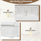 Knocbel Rustic Entry Storage Bench with Hidden Compartments and Removable Cushion, Wooden Entryway Hallway Foyer Shoe Bench Bedroom End of Bed Bench (White) - color: White