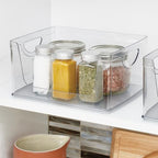 iDesign Stackable Open-Front Storage Bin with Handles for Kitchen, Clear, Made in USA - style: Pack of 1