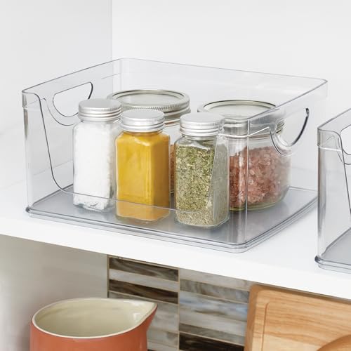 iDesign Stackable Open-Front Storage Bin with Handles for Kitchen, Clear, Made in USA - style: Pack of 1