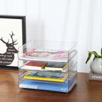 4 Tier Stackable A4 Paper Trays, Office Desk File Holder, Tidy File Document Letter Book Paper Organizer (4 Tiers,Clear) - color: Clear, size: 4 tiers
