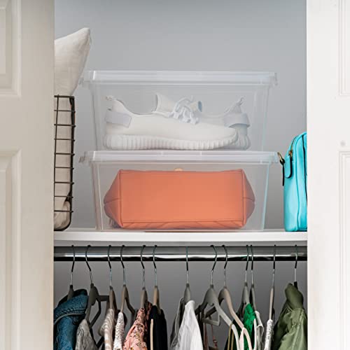 IRIS USA 12-Pack Storage Bins with Lids, 15 Quart, Shoe Boxes Clear Stackable Containers Organize Shoes Closet Shelves, Organization Teacher Tools, Game Storage - BPA-Free Plastic - size: 15 Qt, style: 12 Pack