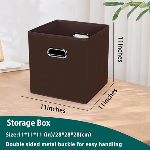 Black Foldable Storage Cubes Bins, Fabric Storage Box Cubes Organizer Baskets with Dual Handles for Home Organizer,Set of 3,(Coffee) - color: Coffee, size: 3 Pack