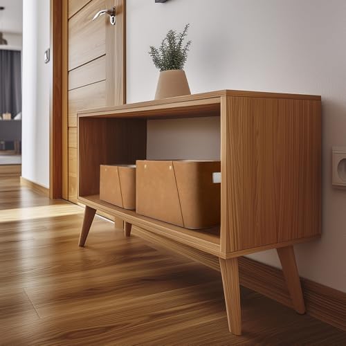 La Jolie Maison Storage Baskets for Organizing, 2 Pack, Storage Cube Boxes Luxury Brown Vegan Leather for Closet Shelf Cabinet Bookcase Camel - color: Camel