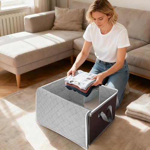 BALEINE 2 Pack Clothes Storage Bags, 24 Gallon Storage Containers with Reinforced Handle, Sturdy Zipper, Closet Organizer for Blanket, Comforter, Pillow, Bedding (Brown, 2 Pack) - color: Brown, size: 2 Pack-24 Gallon