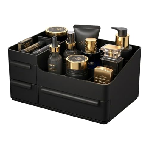 Cologne Organizer for Men with 3 Drawers - Mens Vanity Organizer, Perfume Stand & Cologne Shelf - Bathroom Countertop Storage for Shaving Kit, Skincare - Dresser Organizer, Gifts for Men