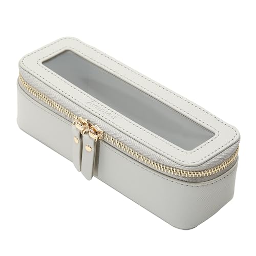 Aveniee Clear Makeup Brush Bag, Slim Brush Holder Cosmetic Case, Small Travel Toiletry Bag for Women, Thin Make up Bags with Zippers, Cute Travel Essentials Srorage Bag.Grey - color: Grey, style: Slim Elegance