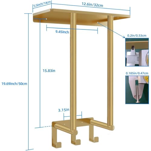 Towel Rack with Metal Shelf and 3 Hooks, Bethom Towel Racks for Bathroom Wall Mounted, Metal Gold Bath Towel Holder Storage Wall for Small Bathroom - color: Gold, size: Round Tube