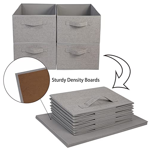 BOMKEE Collapsible Sorage Bins, Storage Cubes Baskets Collapsible Fabric Storage Boxes with Handles for Home and Office (Set of 4, Grey, 15.4 x 11.4 x 7.91inch) - color: Grey, size: 15.4x11.4x7.9inch