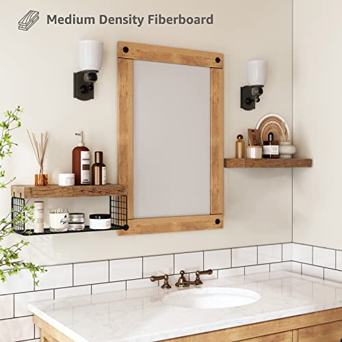 QEEIG Bathroom Shelves Over Toilet - Wall Mounted Floating Shelves Toilet Paper Storage Small Farmhouse Decor Shelf 16 inch Set of 2, Rustic Brown (019-BN2) - color: A. Brown, size: 2pcs