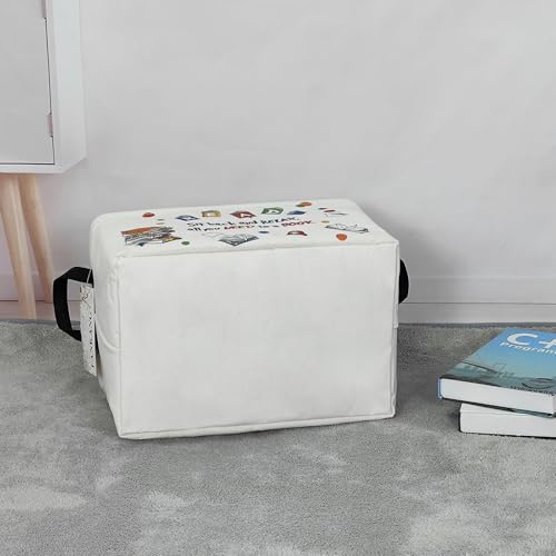 FANKANG Storage Bins, Nursery Hamper Canvas Laundry Basket Foldable with Waterproof PE Coating Large Storage Baskets for Kids Boys and Girls, Office, Bedroom, Clothes,Toys(Rec-Reading ） - color: Rec-Reading