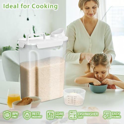 Viretec Rice Storage Container, 10 to 20lb Dry Food Airtight Dispenser, Pet Dog Cat Food Canister, BPA Free Clear Plastic Kitchen and Pantry Organization Bin for Oatmeal, Cereal, Pasta, Flour White - color: 10L/White